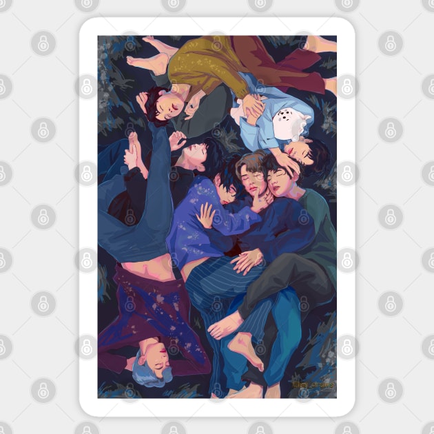 Sleeping Bangtan Sticker by Elsa-draws